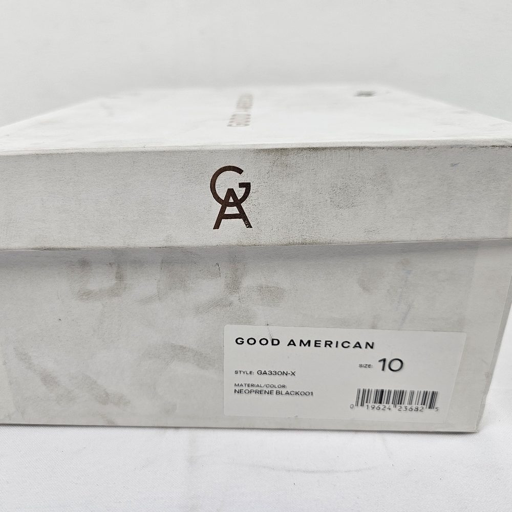 Good American Size 10 Neoprene Cage Black Tie Lace Up Gladiator Heel NEW W Box - Picture 6 of 8